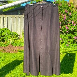 Talbots black linen button front a line skirt 12